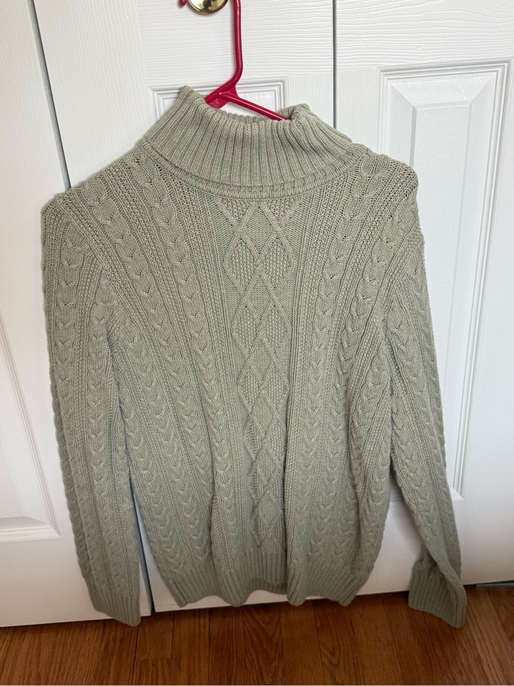 croft & barrow Light Sage Cable Knit Turtleneck Sweater